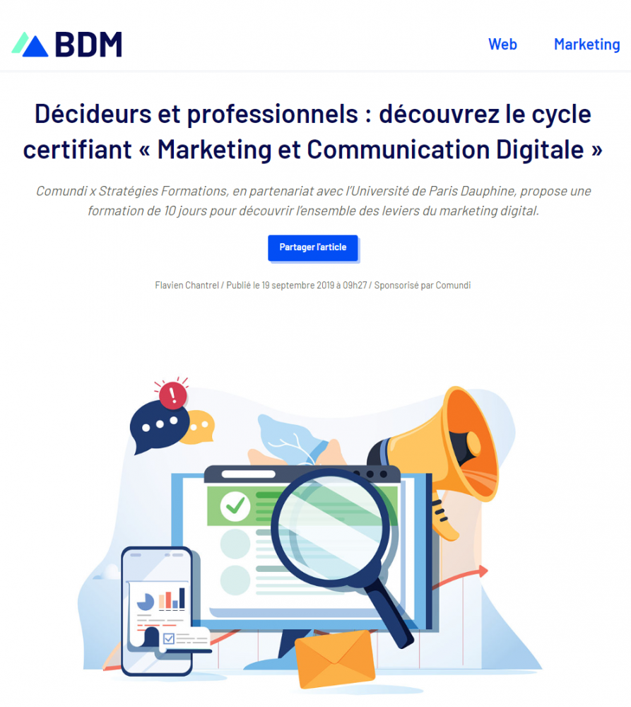 Décideurs et professionnels : découvrez le cycle certifiant - Marketing et Communication Digitale